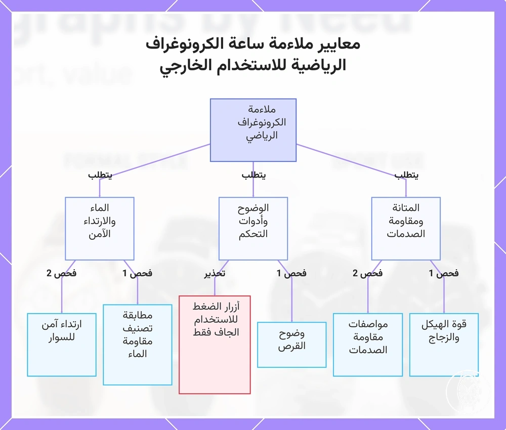 معايير ملاءمة ساعة الكرونوغراف الرياضية للاستخدام الخارجي