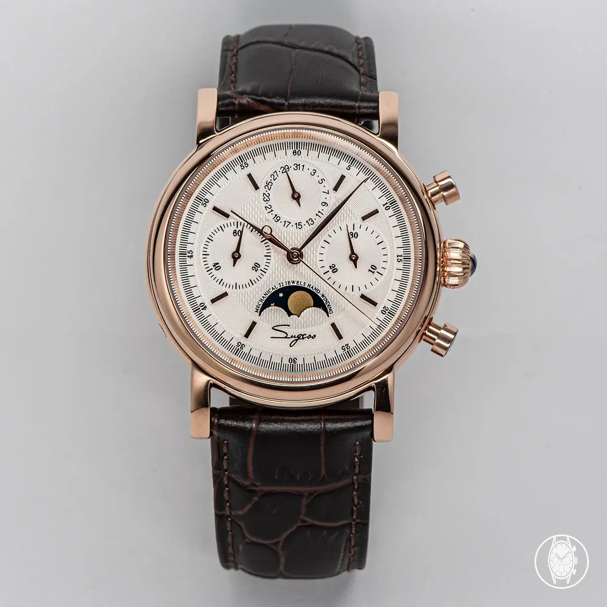 Mechanische Herren-Pilot-Chronographenuhr mit ST1908-Uhrwerk, Mondphase und Kalenderanzeige