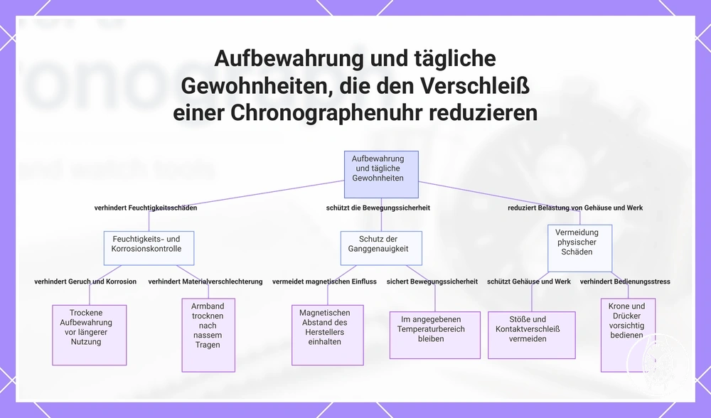 Aufbewahrung und tägliche Gewohnheiten, die den Verschleiß einer Chronographenuhr reduzieren