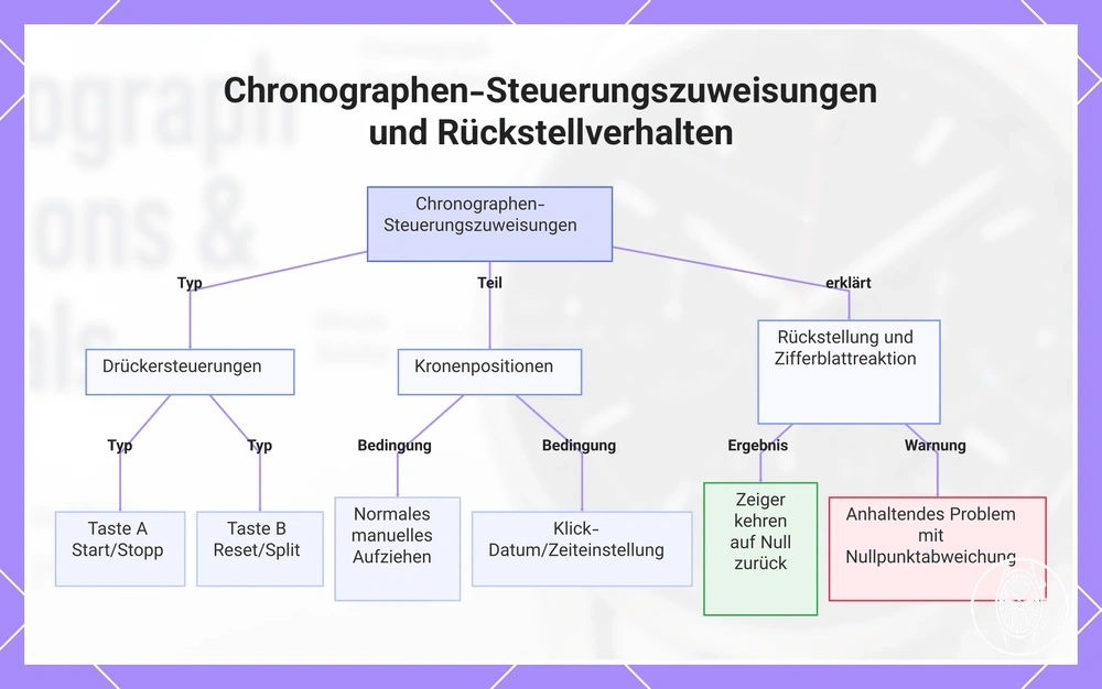 Chronographen-Steuerungszuweisungen und Rückstellverhalten