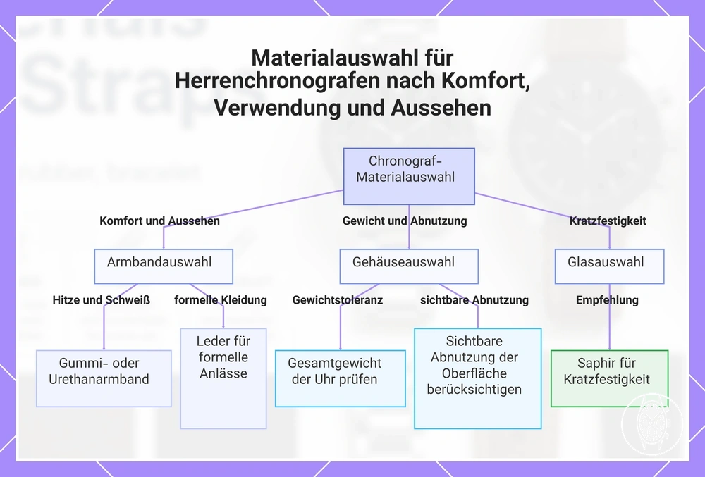 Materialauswahl für Herrenchronografen nach Komfort, Verwendung und Aussehen