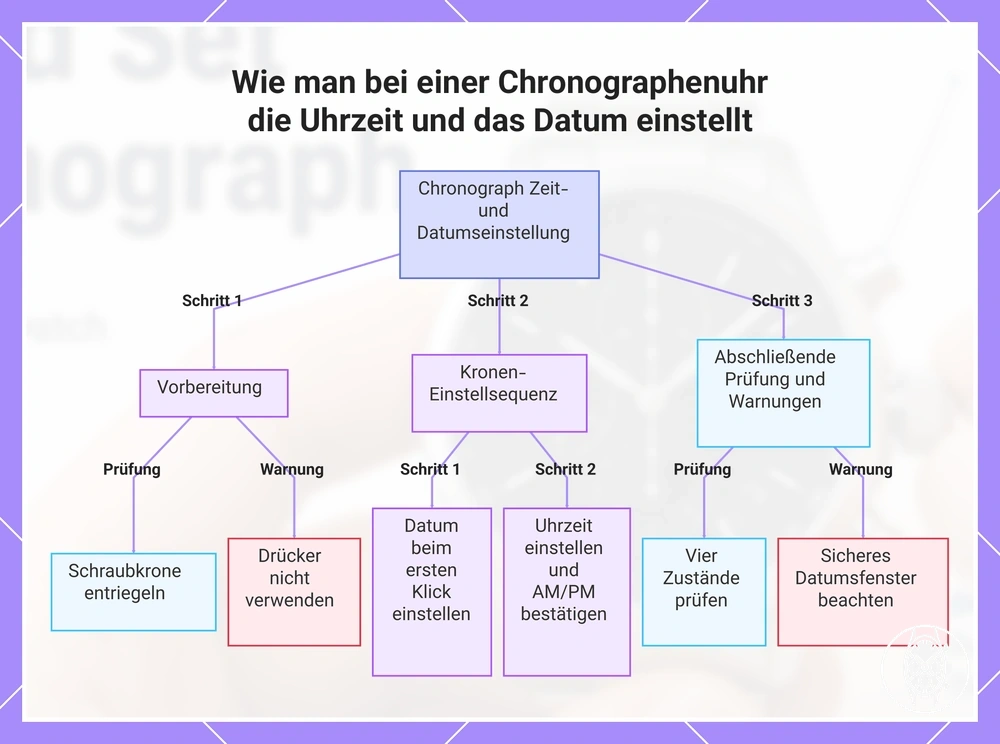 Wie man bei einer Chronographenuhr die Uhrzeit und das Datum einstellt