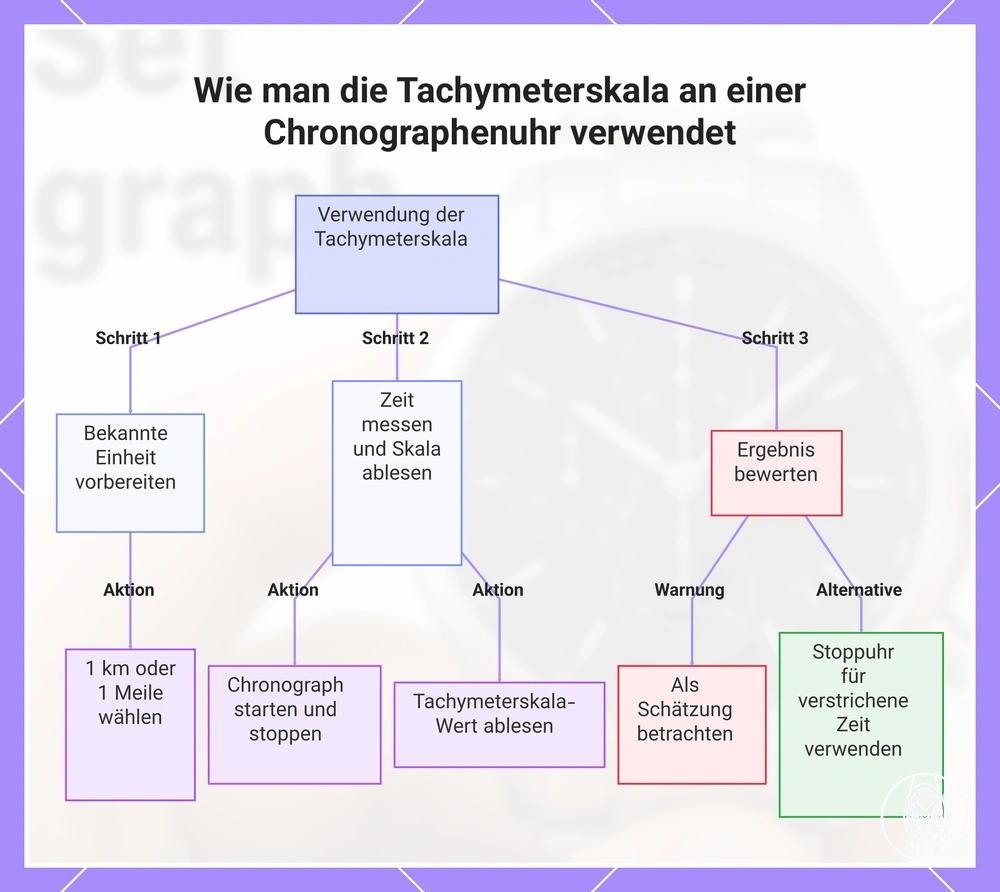 Wie man die Tachymeterskala an einer Chronographenuhr verwendet