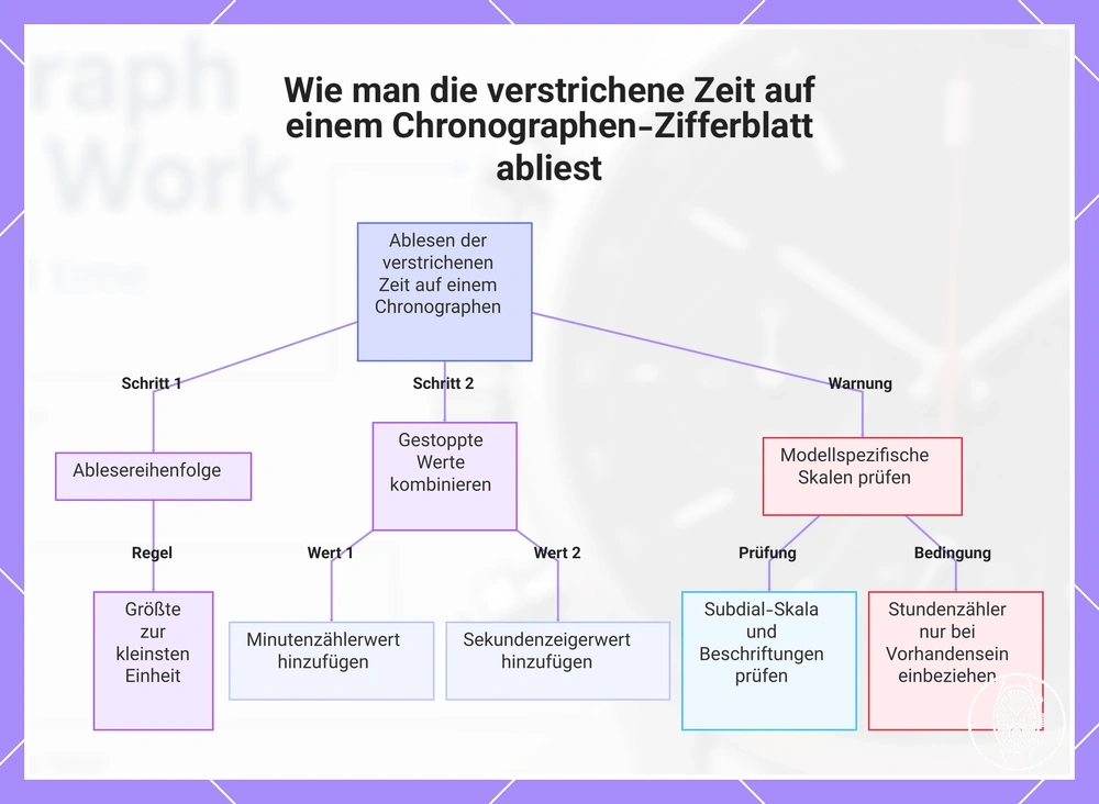 Wie man die verstrichene Zeit auf einem Chronographen-Zifferblatt abliest