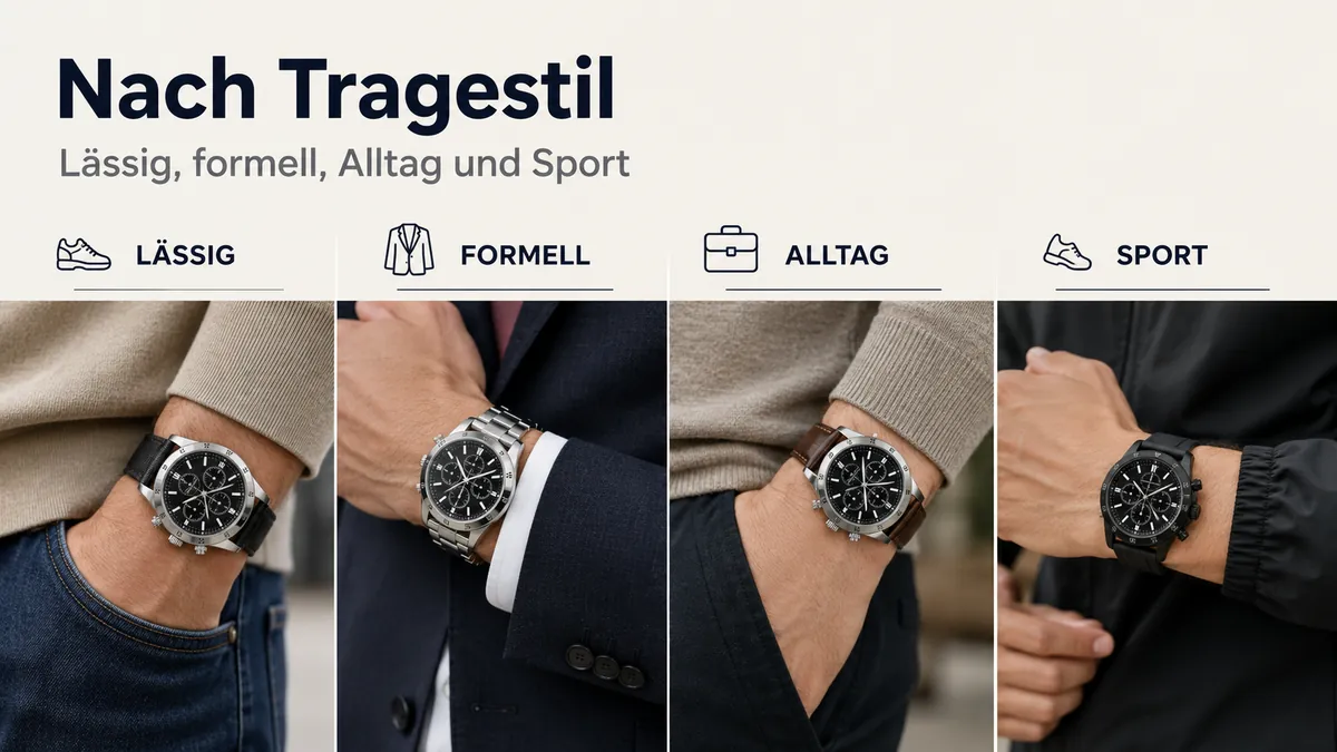 Herren-Chronographen kombiniert mit lässigen, formellen, alltäglichen und sportlichen Outfits