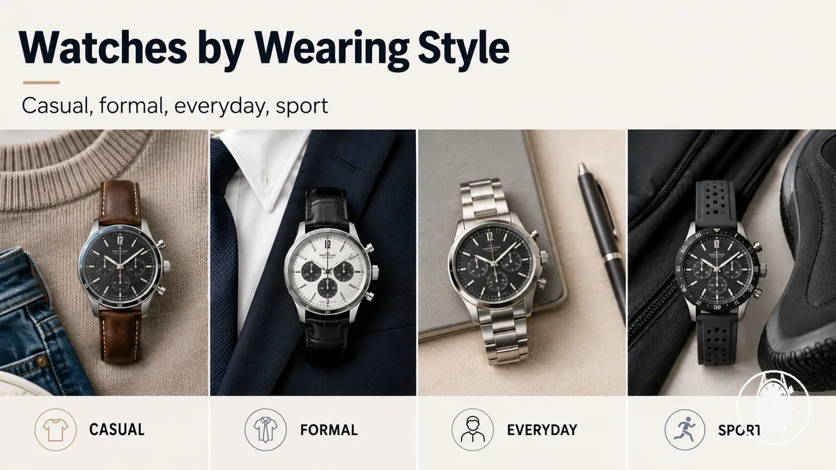 Men's chronograph watches styled for casual, formal, everyday, and sport outfits