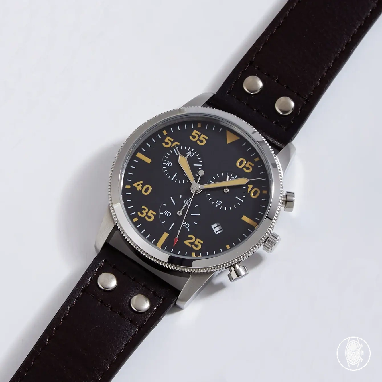 Reloj cronógrafo piloto de 42 mm para hombre con movimiento de cuarzo japonés JS05 y función de 24 horas