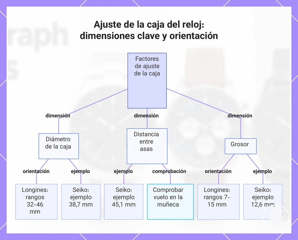 Ajuste de la caja del reloj: dimensiones clave y orientación