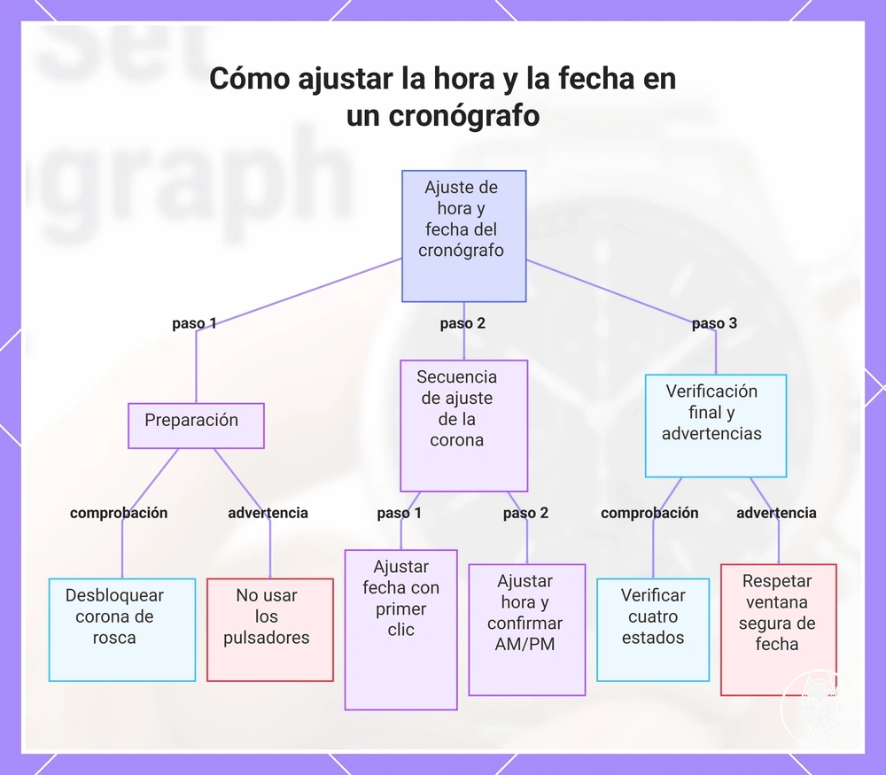 Cómo ajustar la hora y la fecha en un cronógrafo