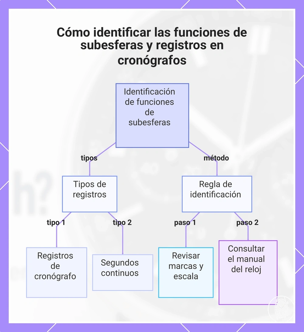 Cómo identificar las funciones de subesferas y registros en cronógrafos