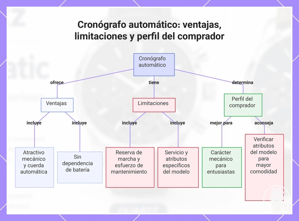 Cronógrafo automático: ventajas, limitaciones y perfil del comprador