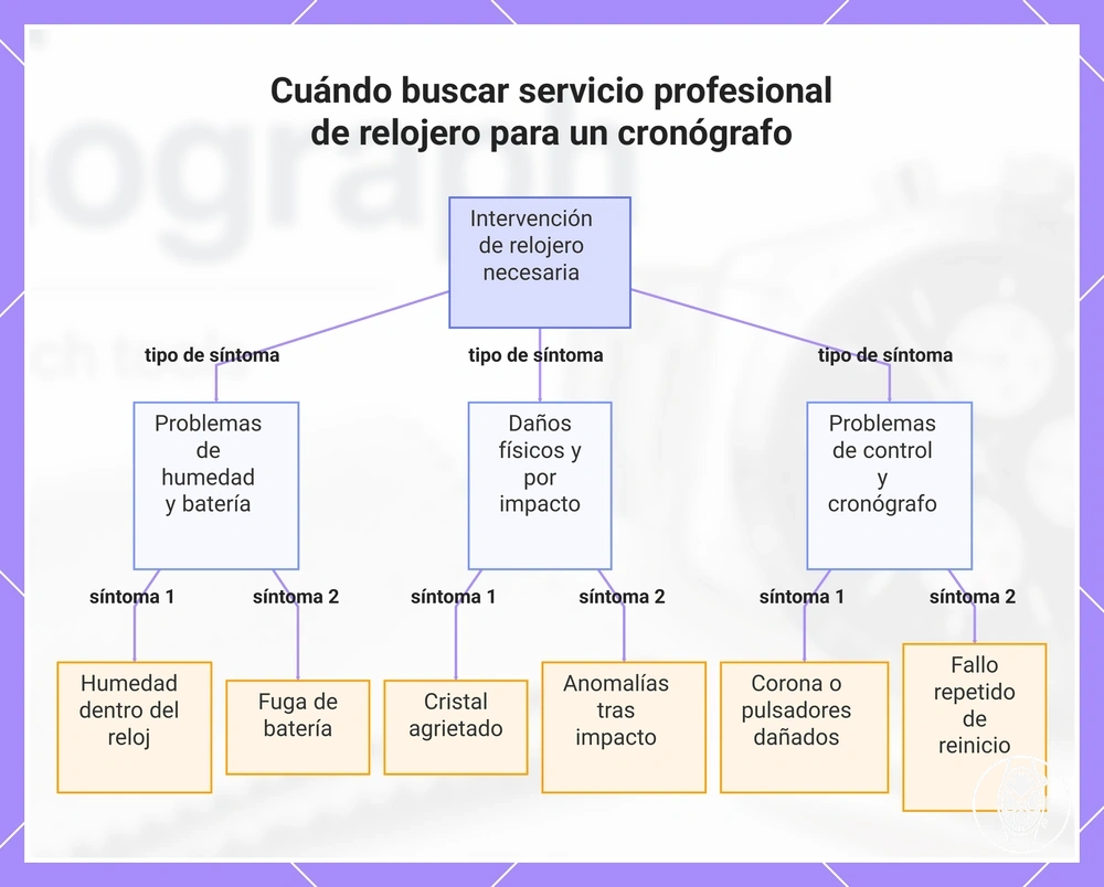 Cuándo buscar servicio profesional de relojero para un cronógrafo