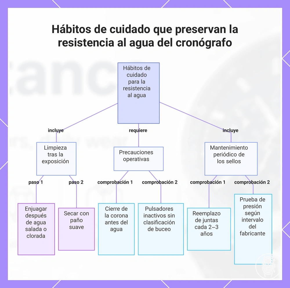 Hábitos de cuidado que preservan la resistencia al agua del cronógrafo