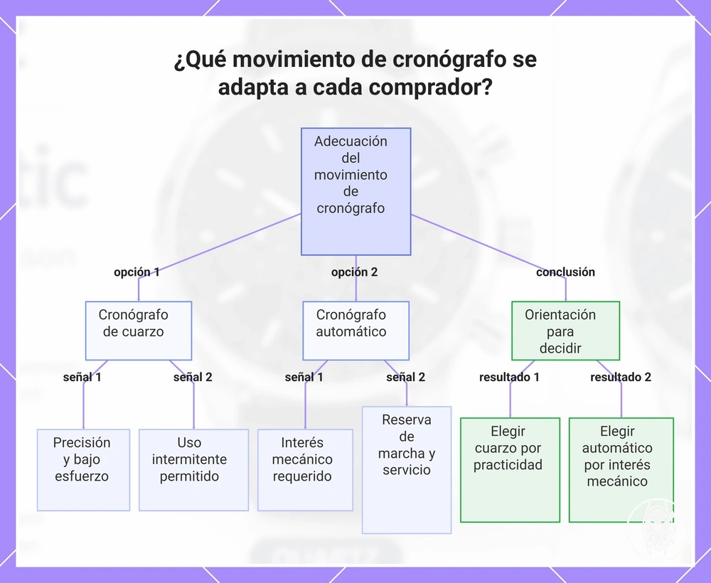 ¿Qué movimiento de cronógrafo se adapta a cada comprador?