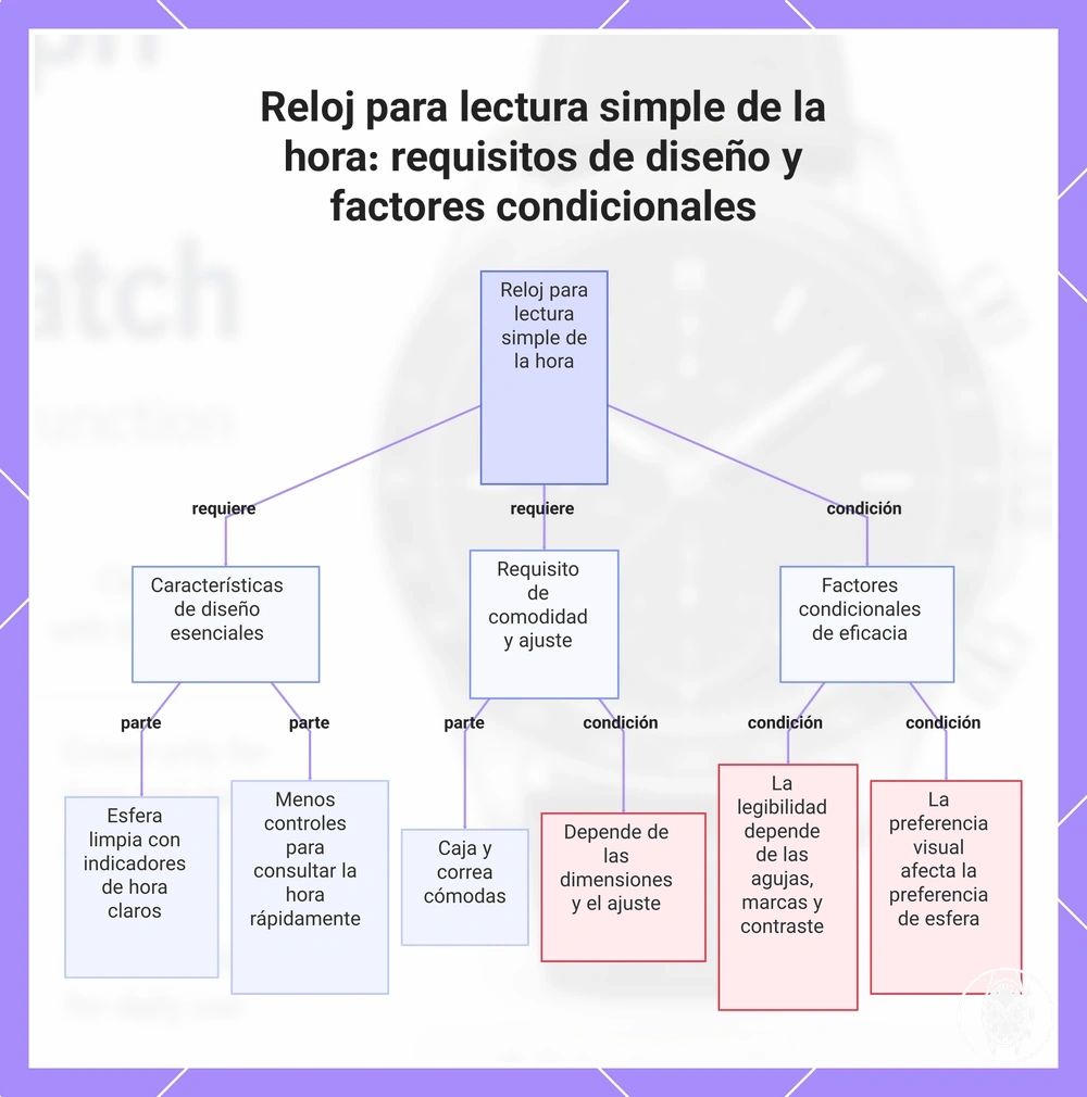 Reloj para lectura simple de la hora: requisitos de diseño y factores condicionales