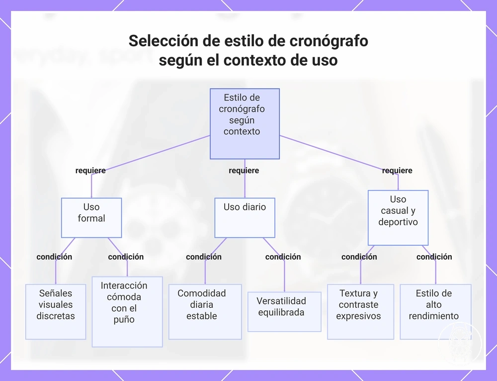 Selección de estilo de cronógrafo según el contexto de uso