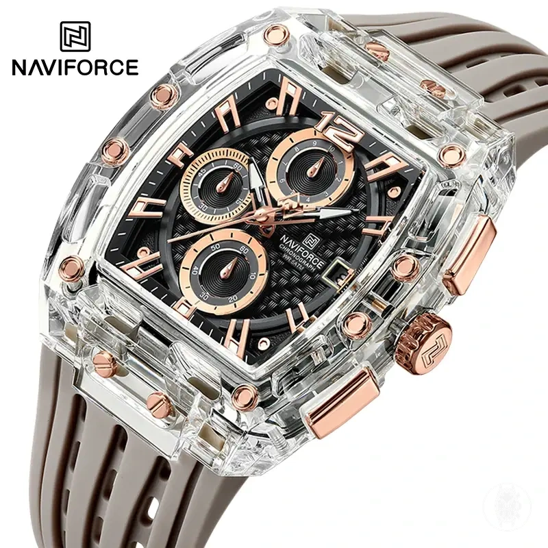 Montre chronographe multifonction quartz pour homme avec bracelet silicone et étanchéité 5ATM