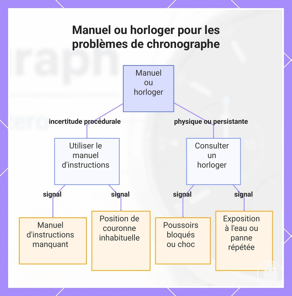 Manuel ou horloger pour les problèmes de chronographe