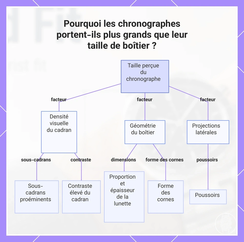 Pourquoi les chronographes portent-ils plus grands que leur taille de boîtier ?