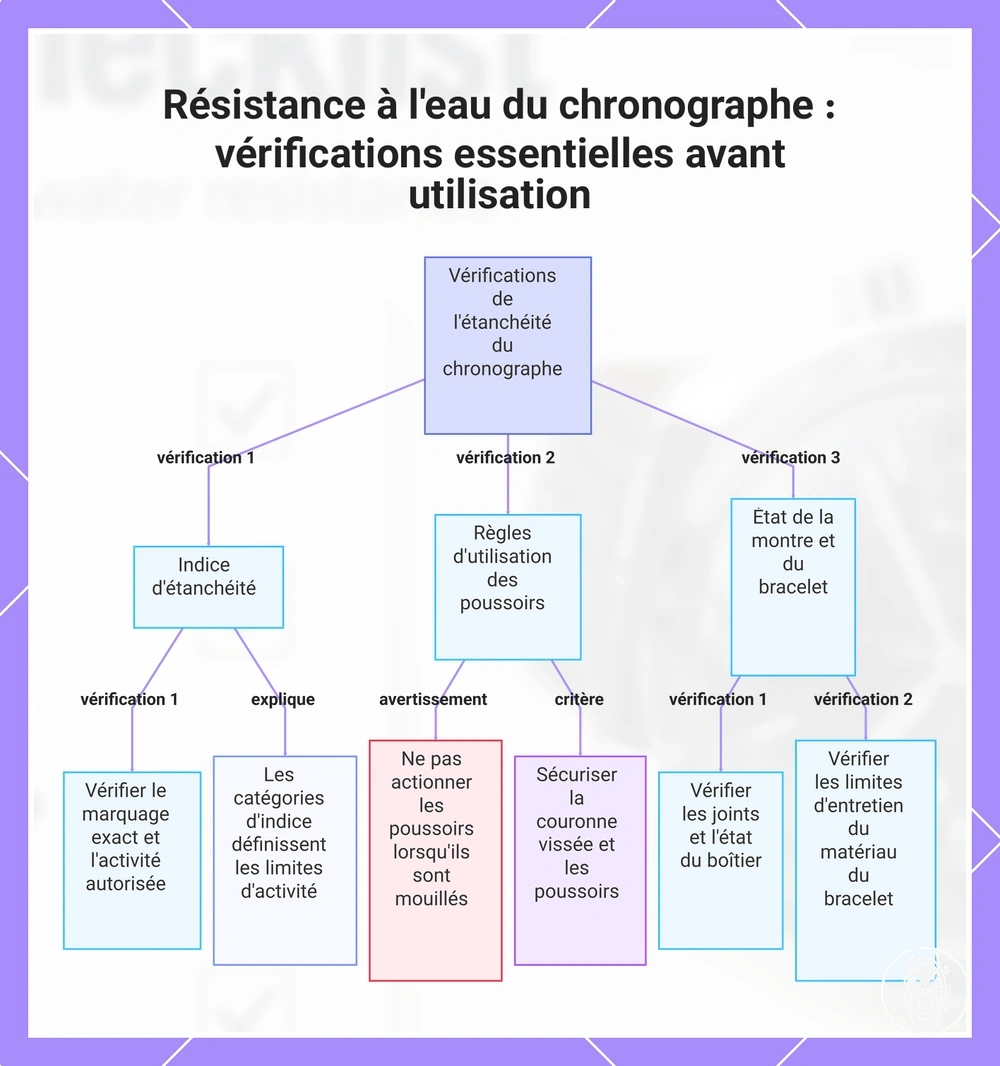 Résistance à l'eau du chronographe : vérifications essentielles avant utilisation