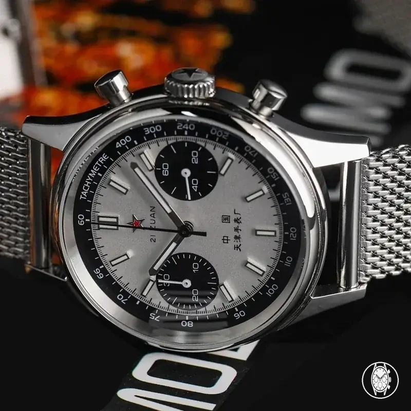 Relógio cronógrafo de aviação masculino de 42 mm com movimento de quartzo, estilo piloto, caixa resistente à água e pulseira de lona