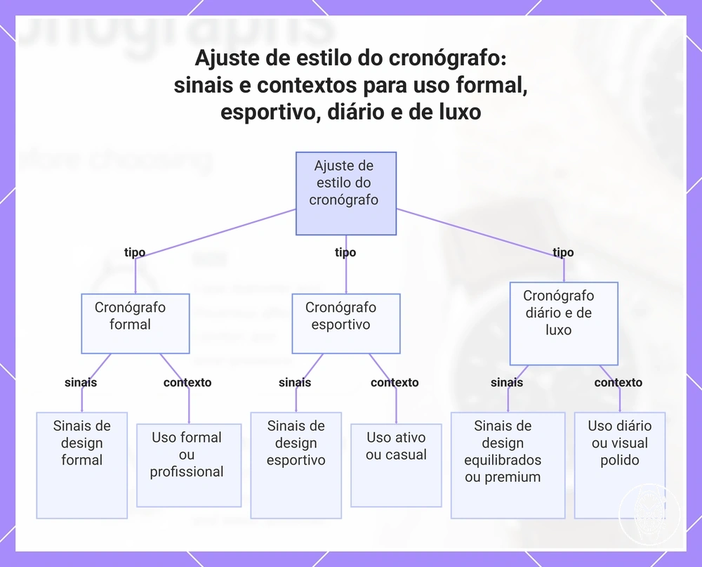 Ajuste de estilo do cronógrafo: sinais e contextos para uso formal, esportivo, diário e de luxo