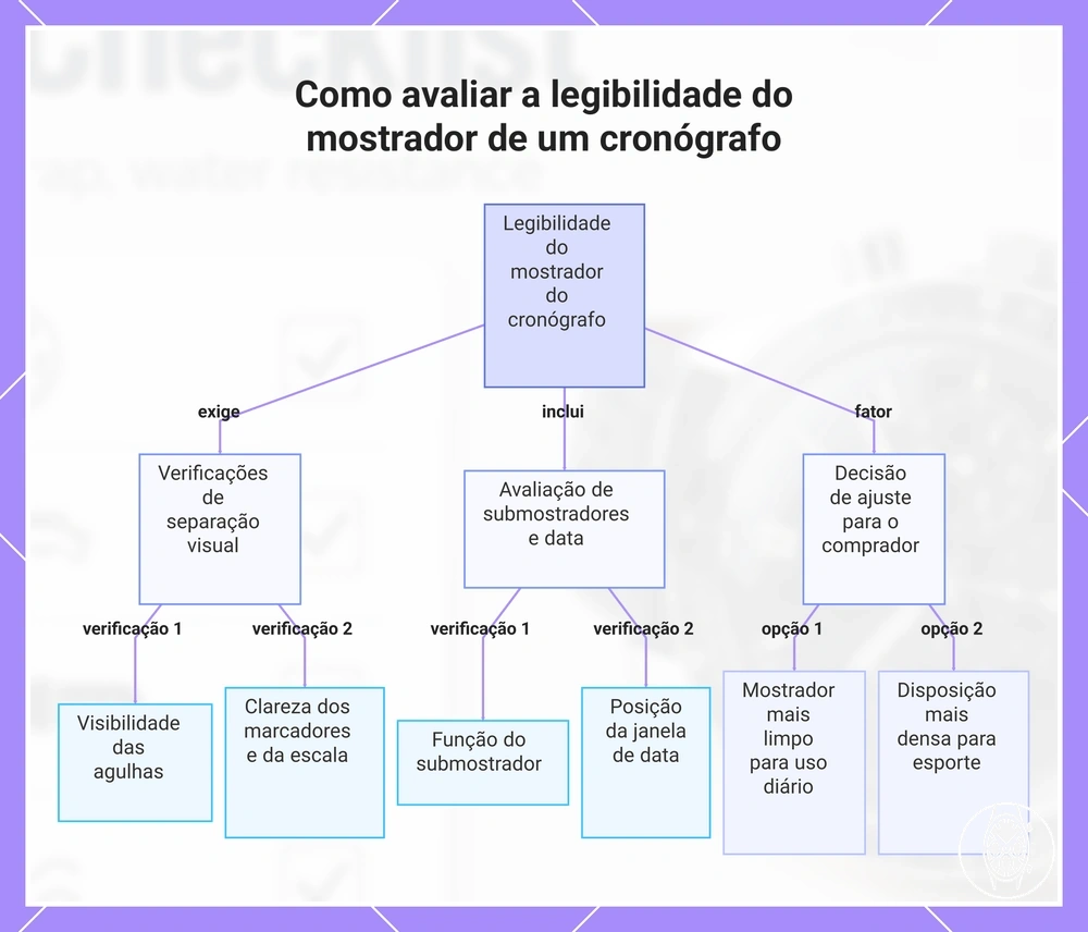 Como avaliar a legibilidade do mostrador de um cronógrafo