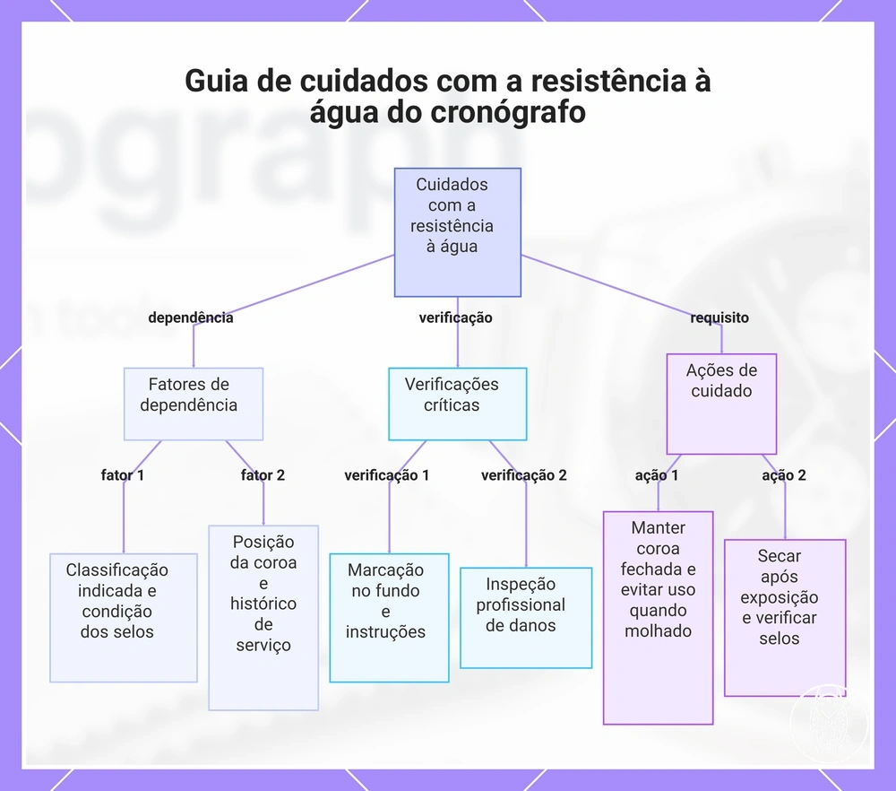 Guia de cuidados com a resistência à água do cronógrafo