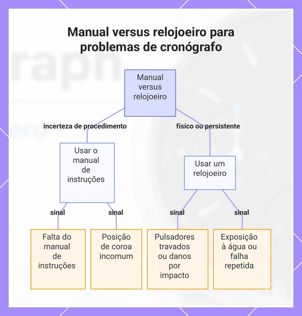 Manual versus relojoeiro para problemas de cronógrafo