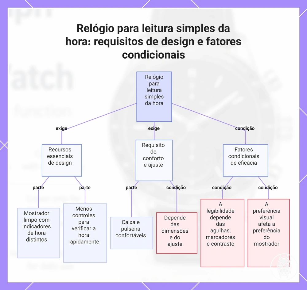 Relógio para leitura simples da hora: requisitos de design e fatores condicionais