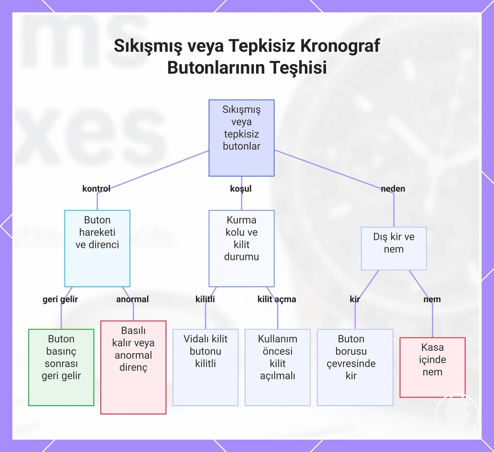 Sıkışmış veya Tepkisiz Kronograf Butonlarının Teşhisi