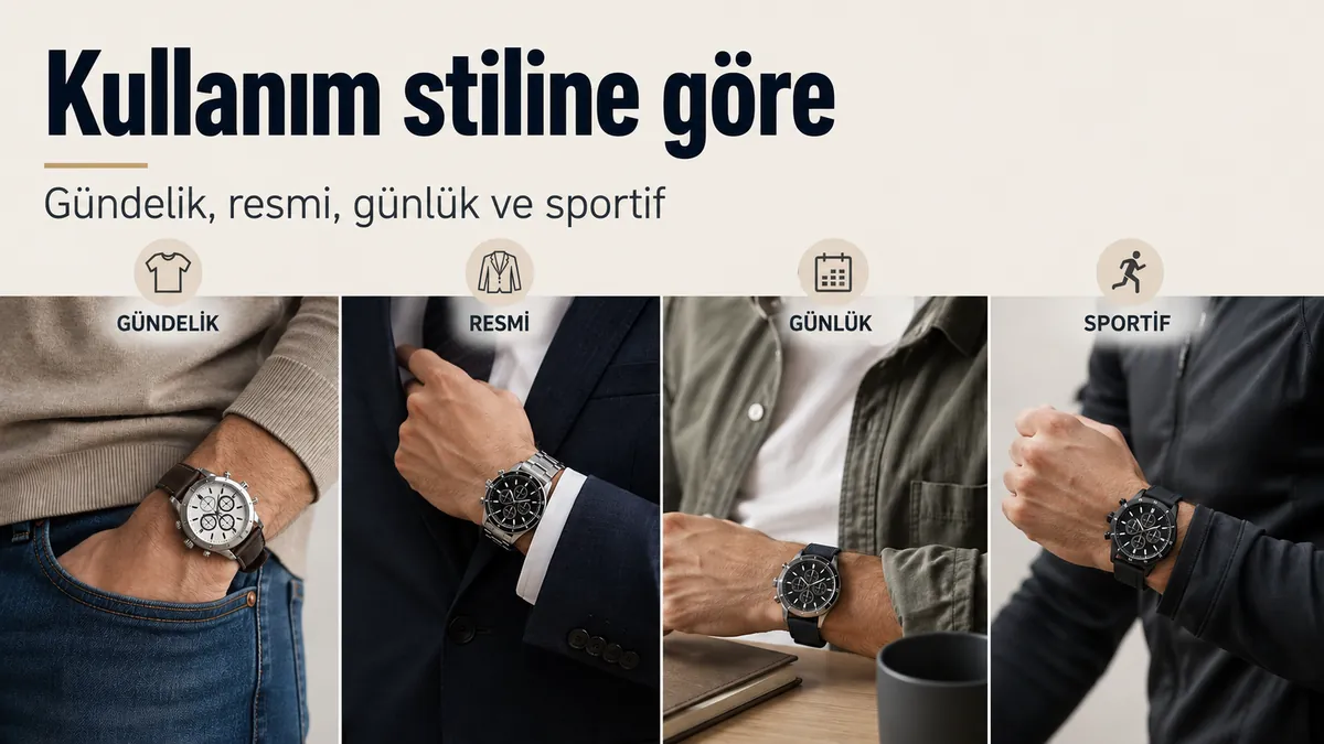 Gündelik, resmi, günlük ve sportif stillerle eşleştirilmiş erkek kronograf saatleri