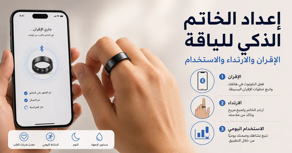 خاتم ذكي للياقة يتم إقرانه بتطبيق جوال وارتداؤه على الإصبع