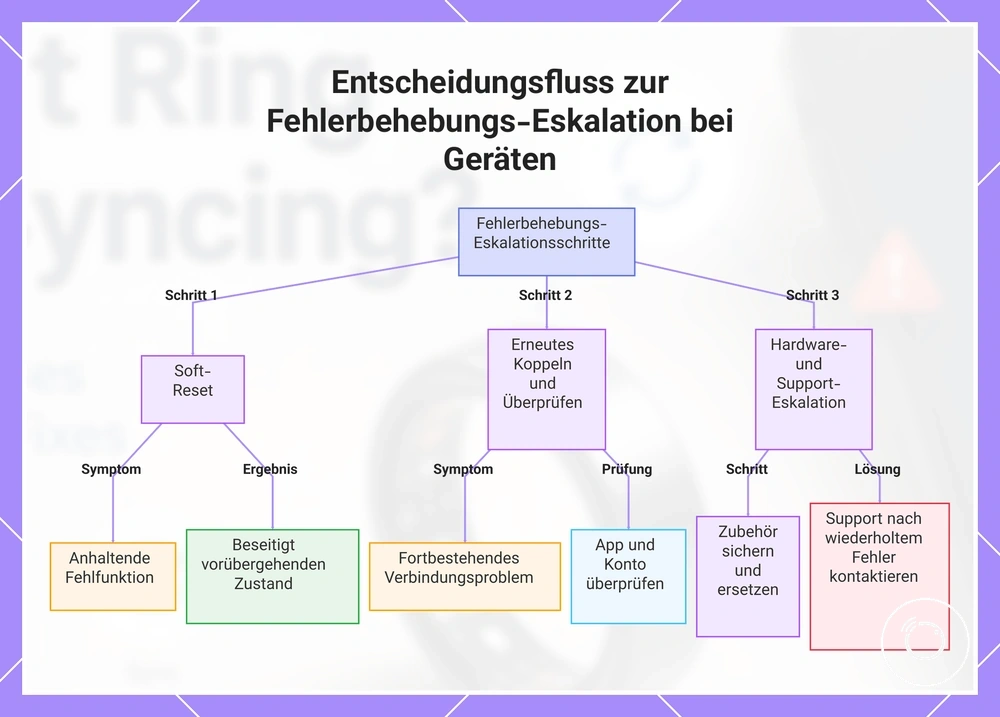 Entscheidungsfluss zur Fehlerbehebungs-Eskalation bei Geräten