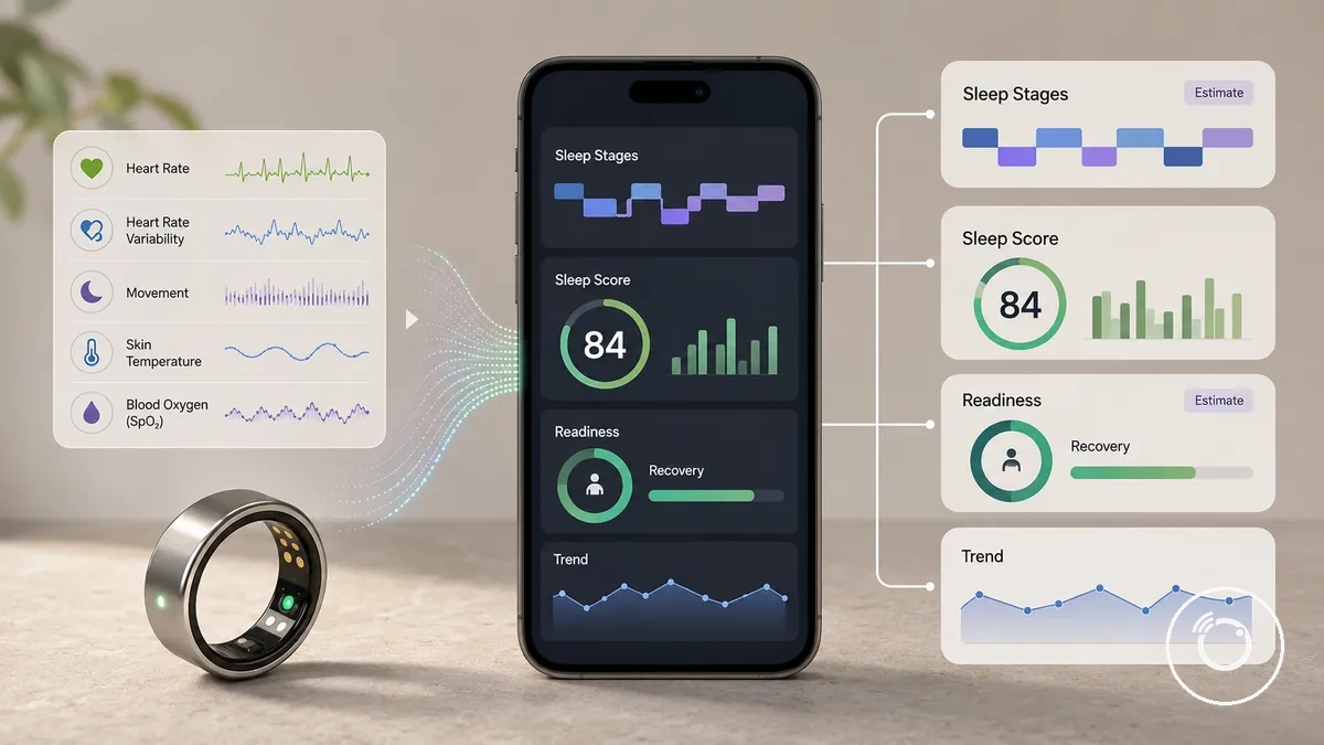 Vereinfachtes Beispiel für Schlafscore und Bereitschaft aus dem Fitness-Smartring-Tracking