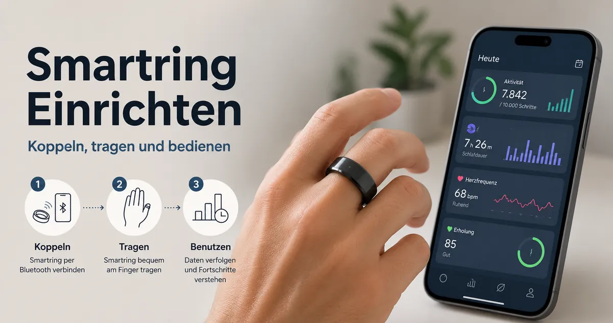 Fitness-Smartring wird mit einer Smartphone-App gekoppelt und am Finger getragen