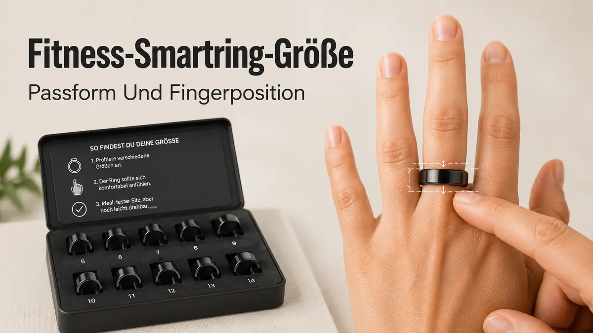 Größenkit und Fingerposition für die passende Fitness-Smartring-Passform