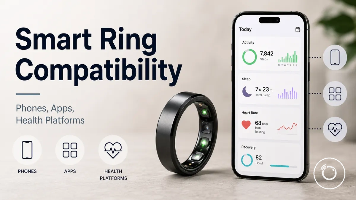 Fitness smart ring paired with a smartphone health tracking app