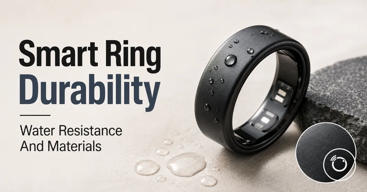 Durable water resistant fitness smart ring with smooth wearable material finish