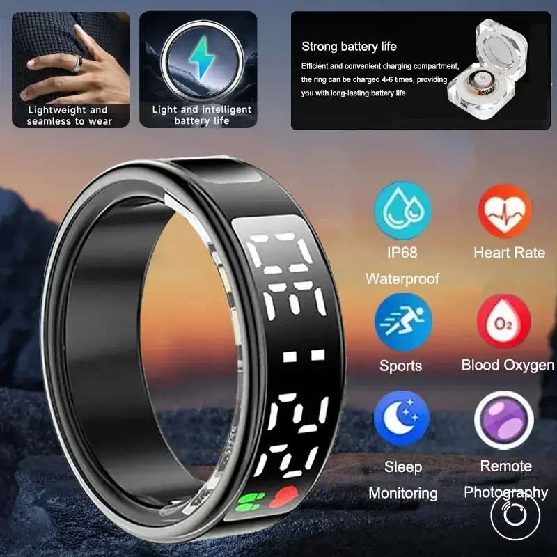 Waterproof sports smart ring for heart rate, blood oxygen, sleep, and fitness tracking