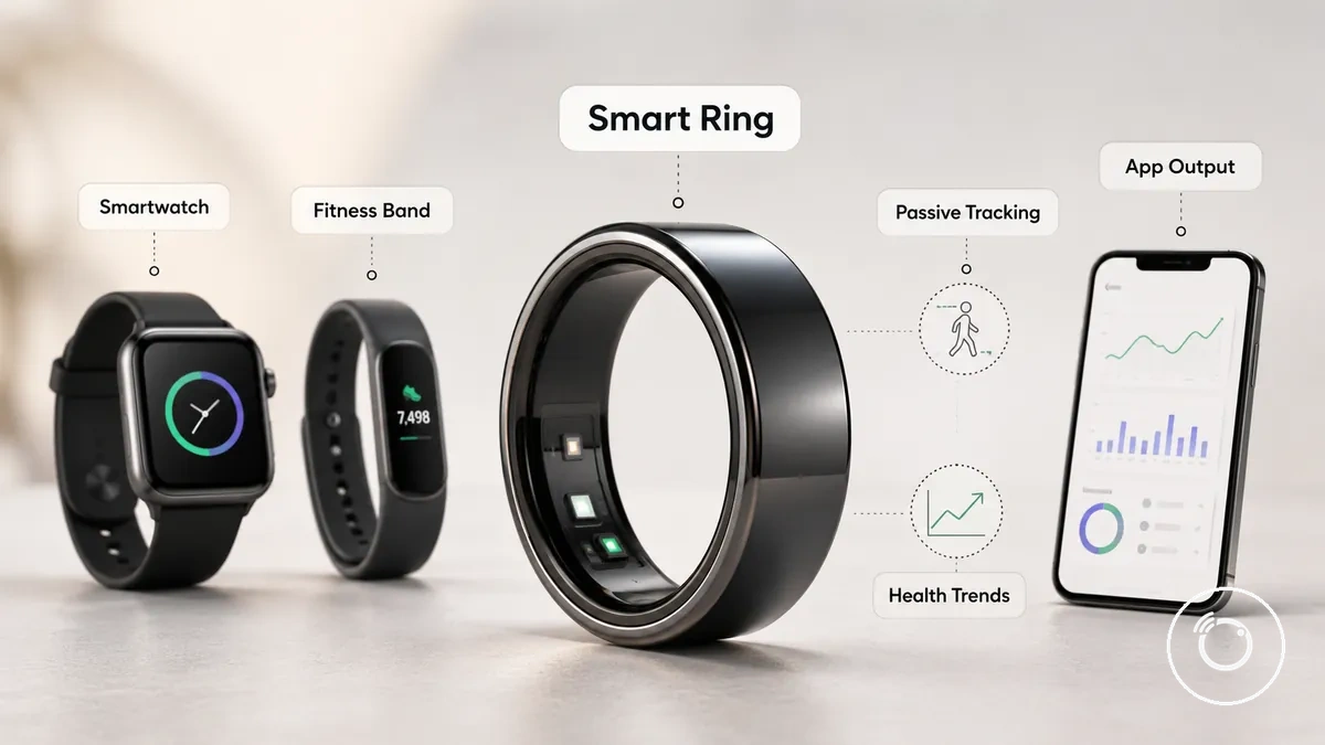Fitness smart ring shown within wearable fitness tracking options