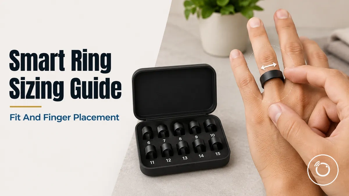 Fitness smart ring sizing kit and finger placement for a comfortable fit
