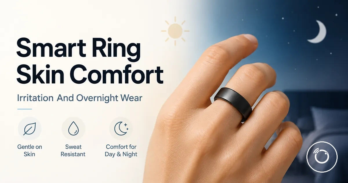 Fitness smart ring worn comfortably on a finger for daily and overnight use