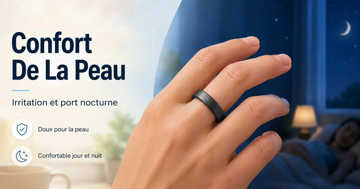 Bague connectée fitness portée confortablement au doigt le jour et la nuit