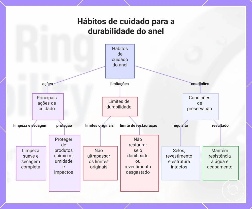 Hábitos de cuidado para a durabilidade do anel
