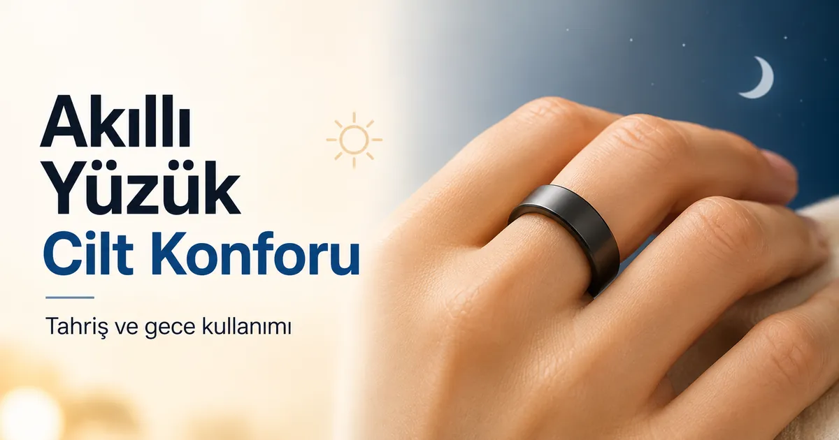Günlük ve gece kullanımında parmakta rahat duran fitness akıllı yüzük
