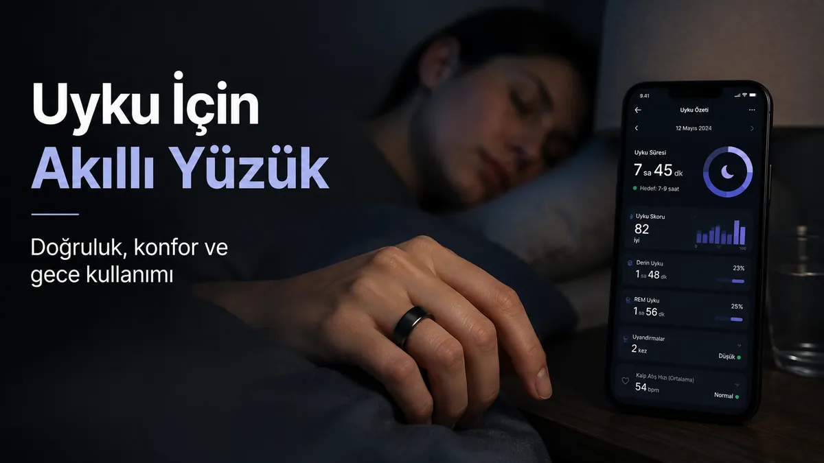 Telefonda uyku metrikleriyle gece kullanılan fitness akıllı yüzük