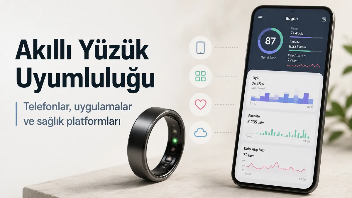 Akıllı telefon sağlık takip uygulamasıyla eşleştirilmiş fitness akıllı yüzük
